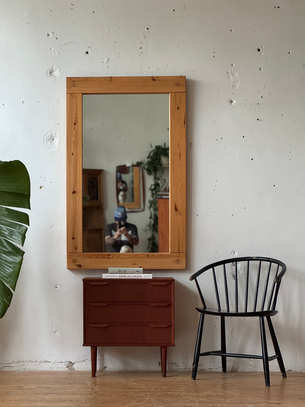 Vintage Swedish Mirror in Pine #3305