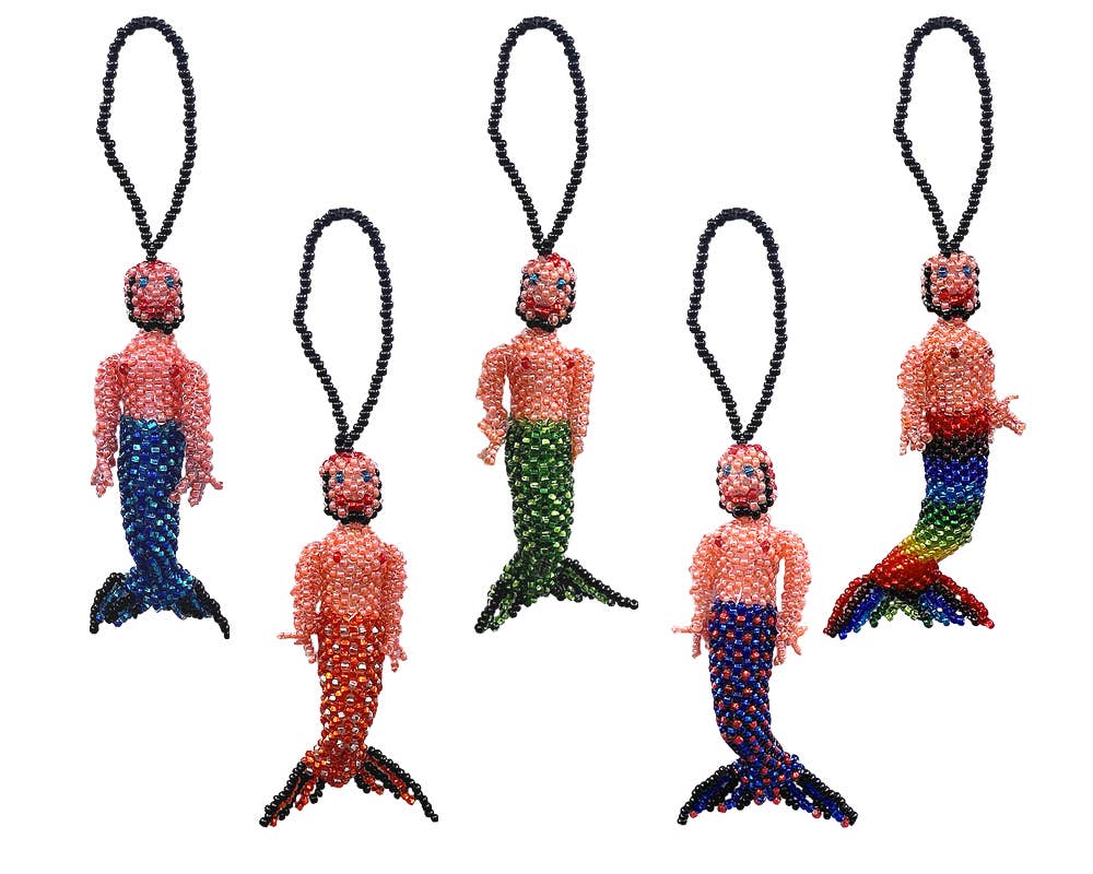 Beaded Merman Seed Bead Ornament