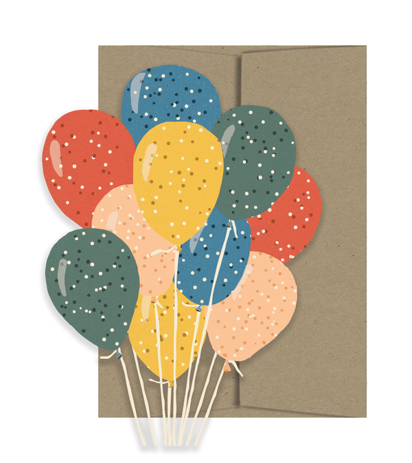 Party Balloons - Die Cut Card