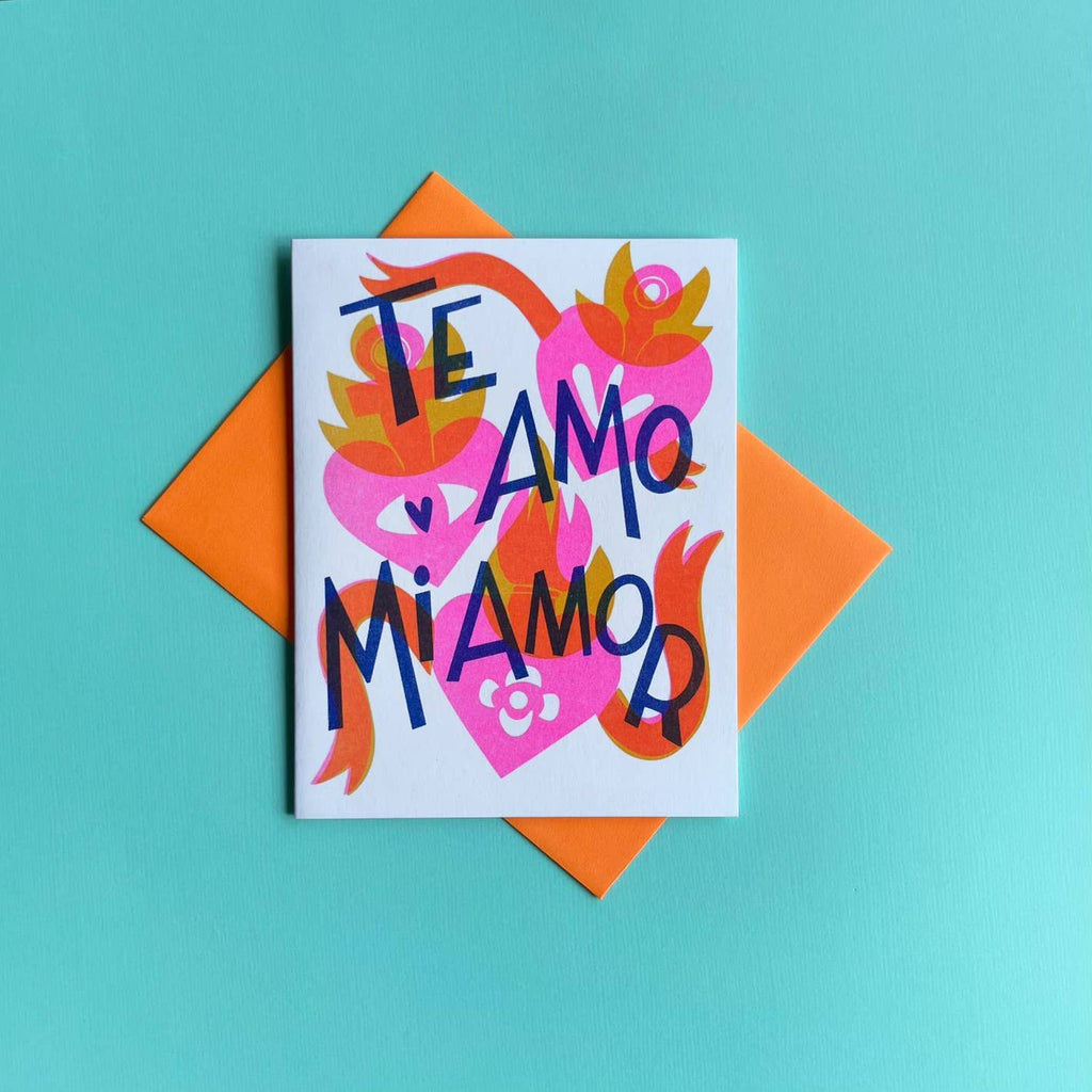 Te Amo Mi Amor Spanish Risograph Card