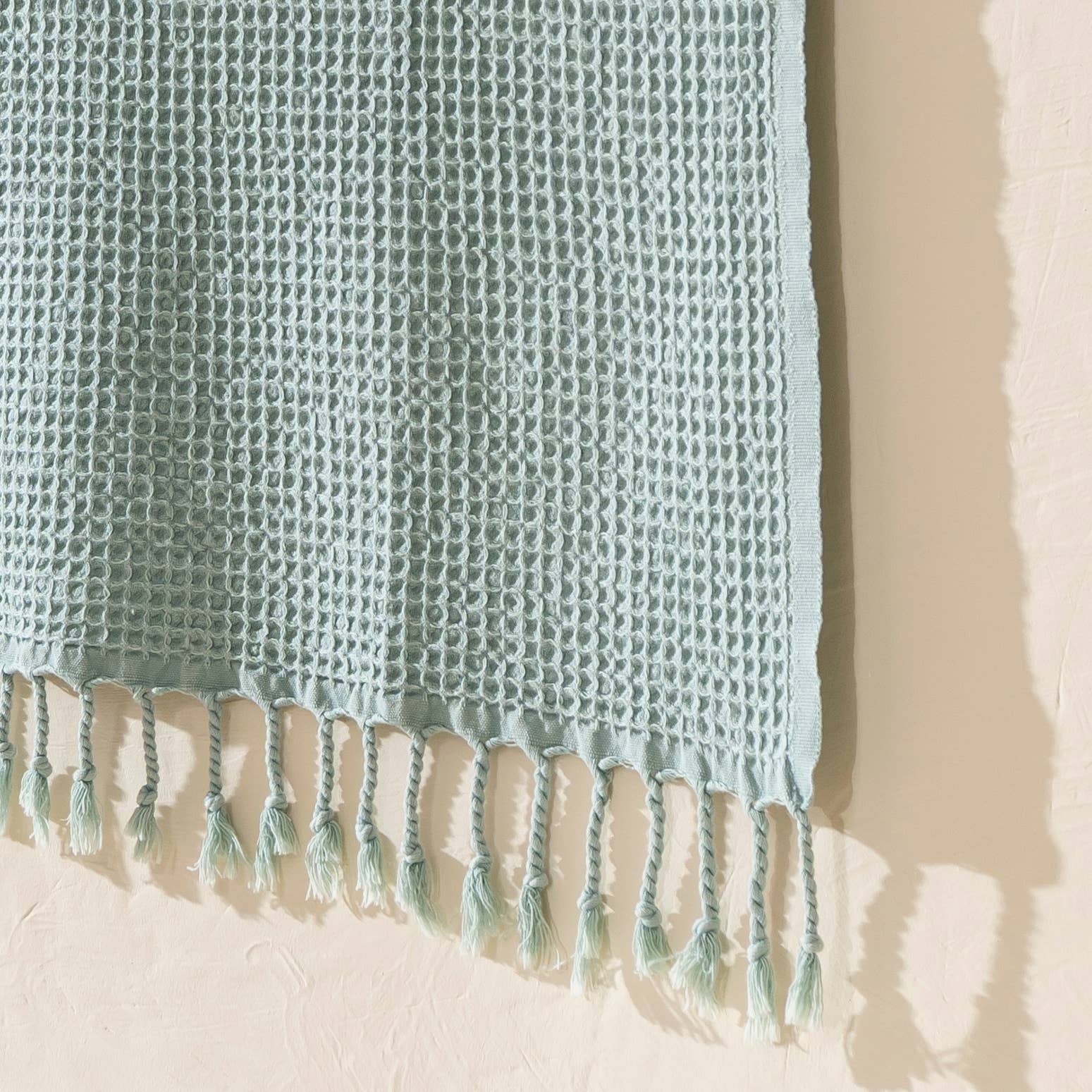 Turkish Stonewashed Waffle Beach Towel - Sage