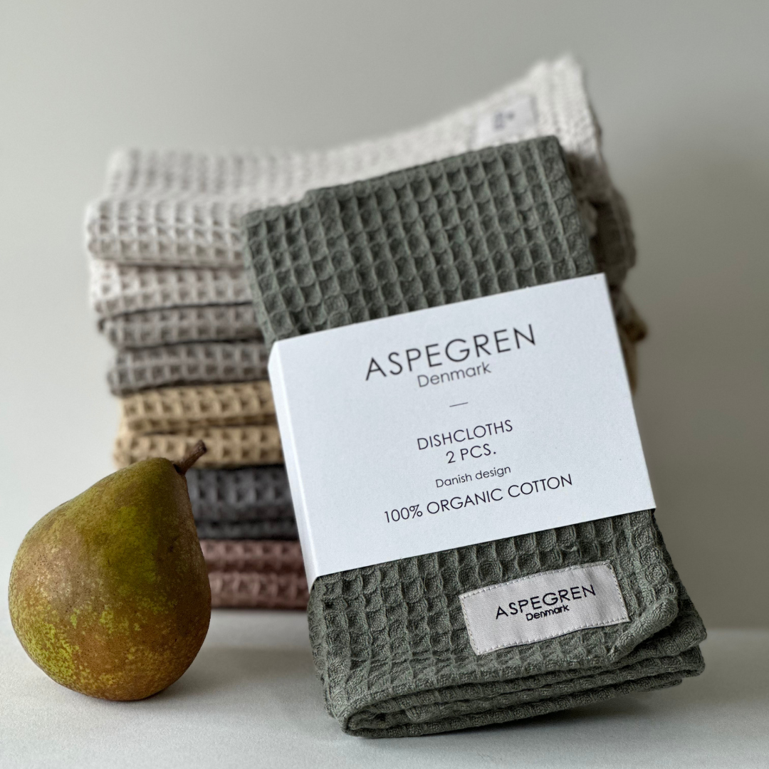Set of 2 Organic Cotton Dishcloths | Olive