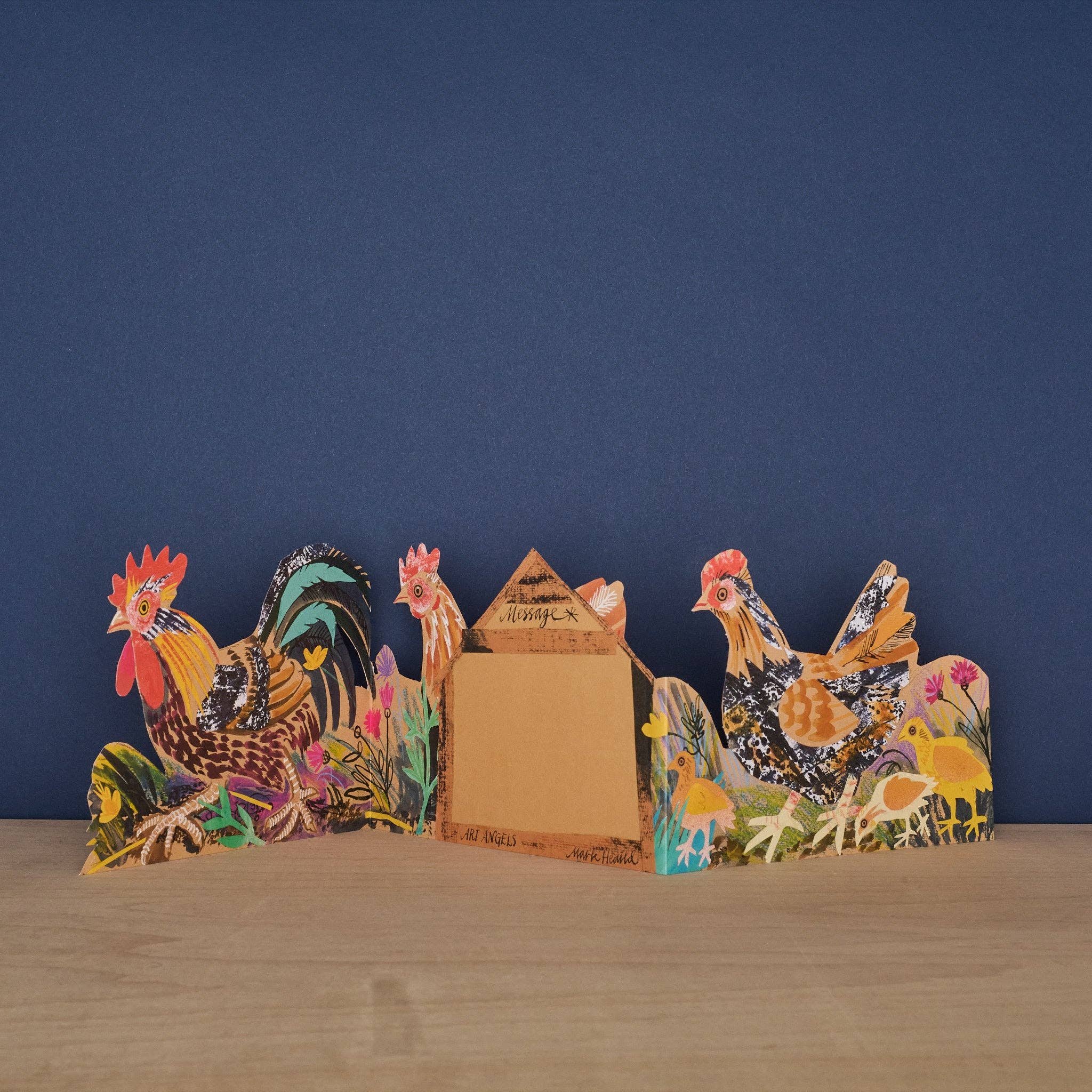 Three Fold Chickens Die-Cut Greeting Card