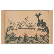 Postcard - vintage illustrated bug roundtable from Japan