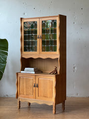 Danish Bookshelf / Display in Oak and Stained Glass by Henning Kjaernulf #3708