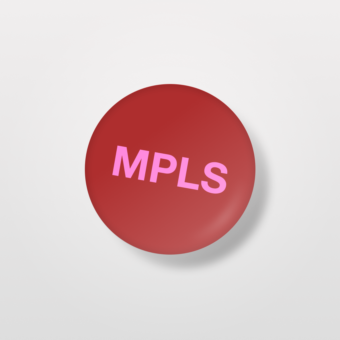 MPLS 1" Circle Pin: Red and Pink