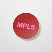 MPLS 1" Circle Pin: Red and Pink