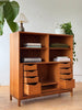 Danish Cabinet / Media Unit / Wall Unit With Tambour Doors In Teak Designed By Carlo Jensen