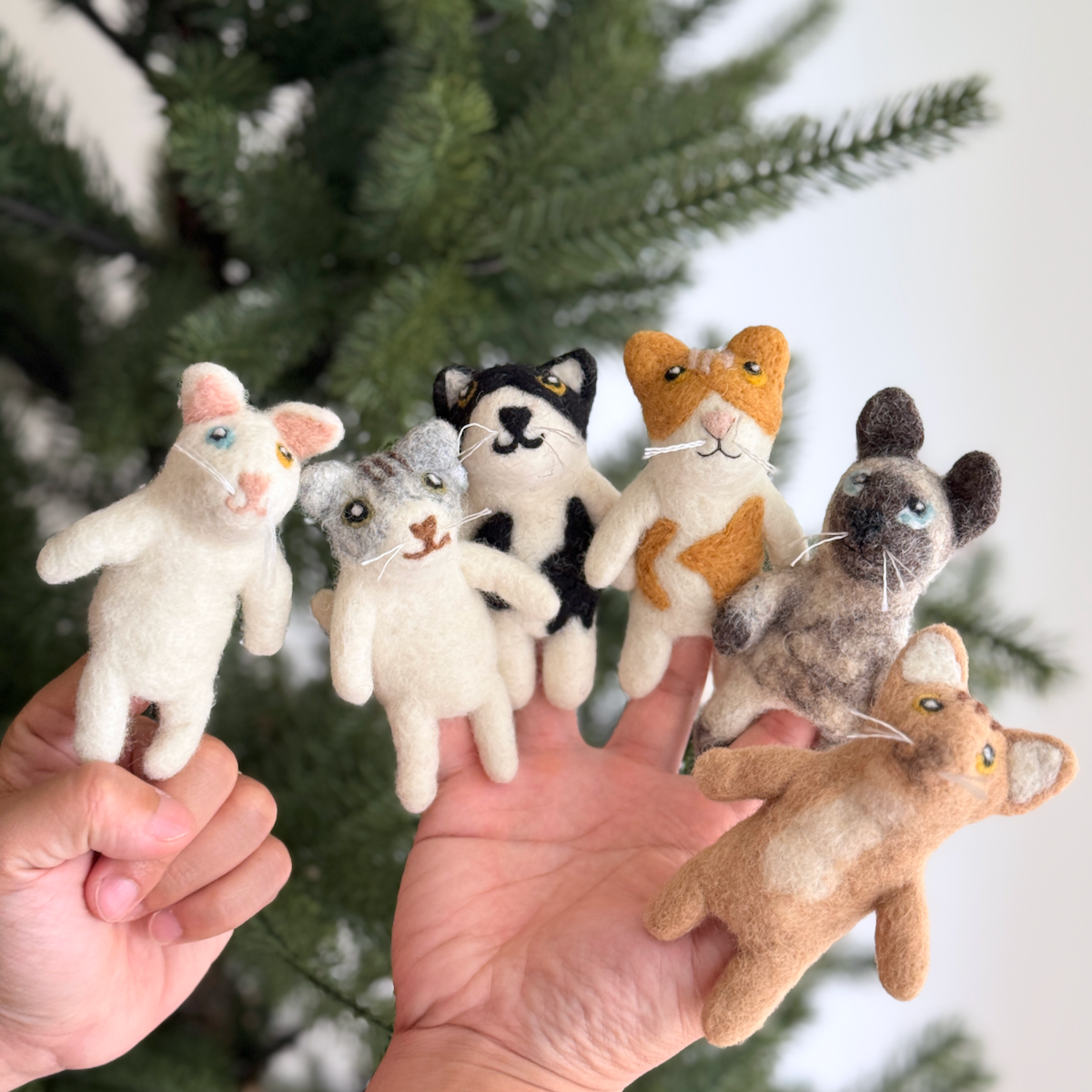 Felt Cat Finger Puppet Set