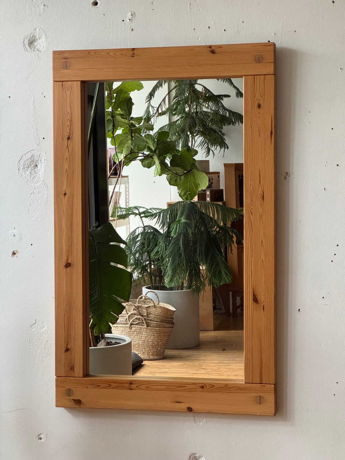 Vintage Swedish Mirror in Pine #3305