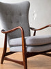 Danish Modern Wingback Lounge Chair & Ottoman By Madsen & Schubell