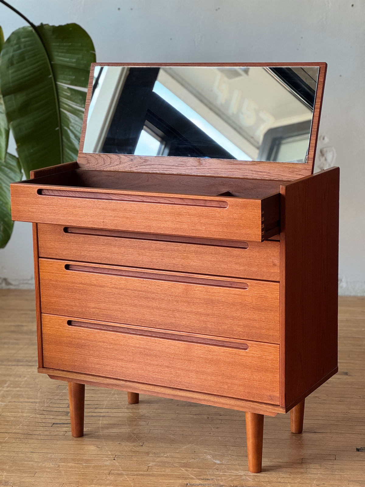 Danish Teak Chest of Drawers / Vanity by Nils Jonsson