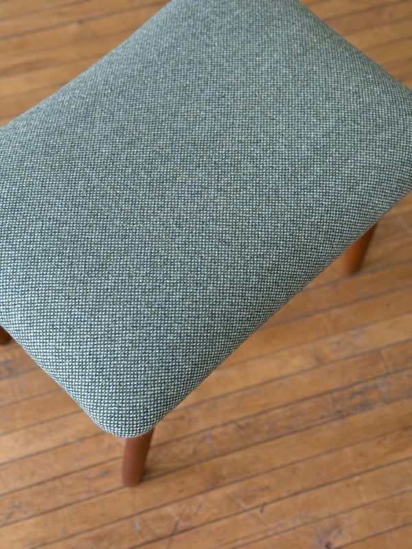 Danish Ottoman in Light Green Wool