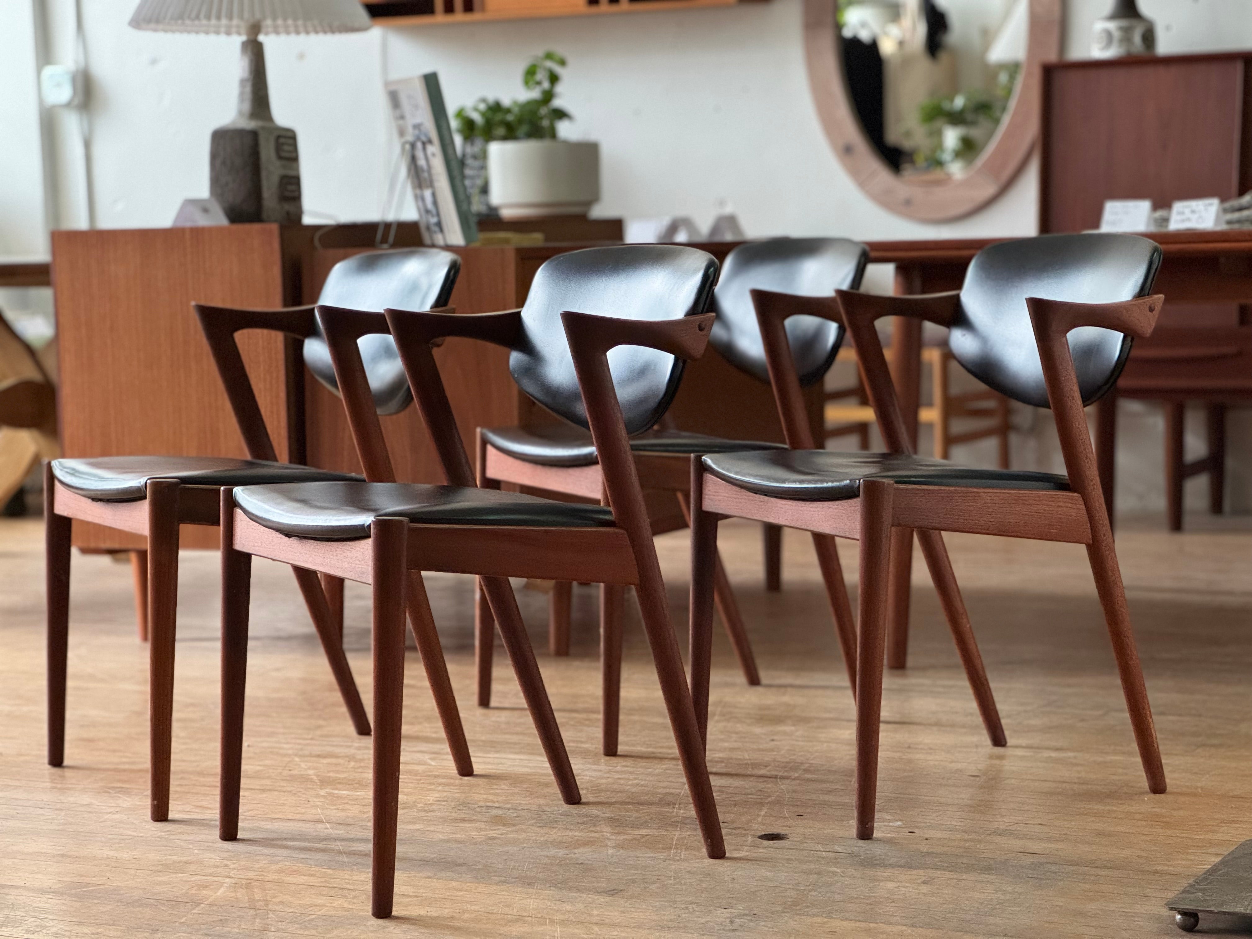 Set of 4 Model 42 Danish Dining Chairs in Teak Designed by Kai Kristiansen