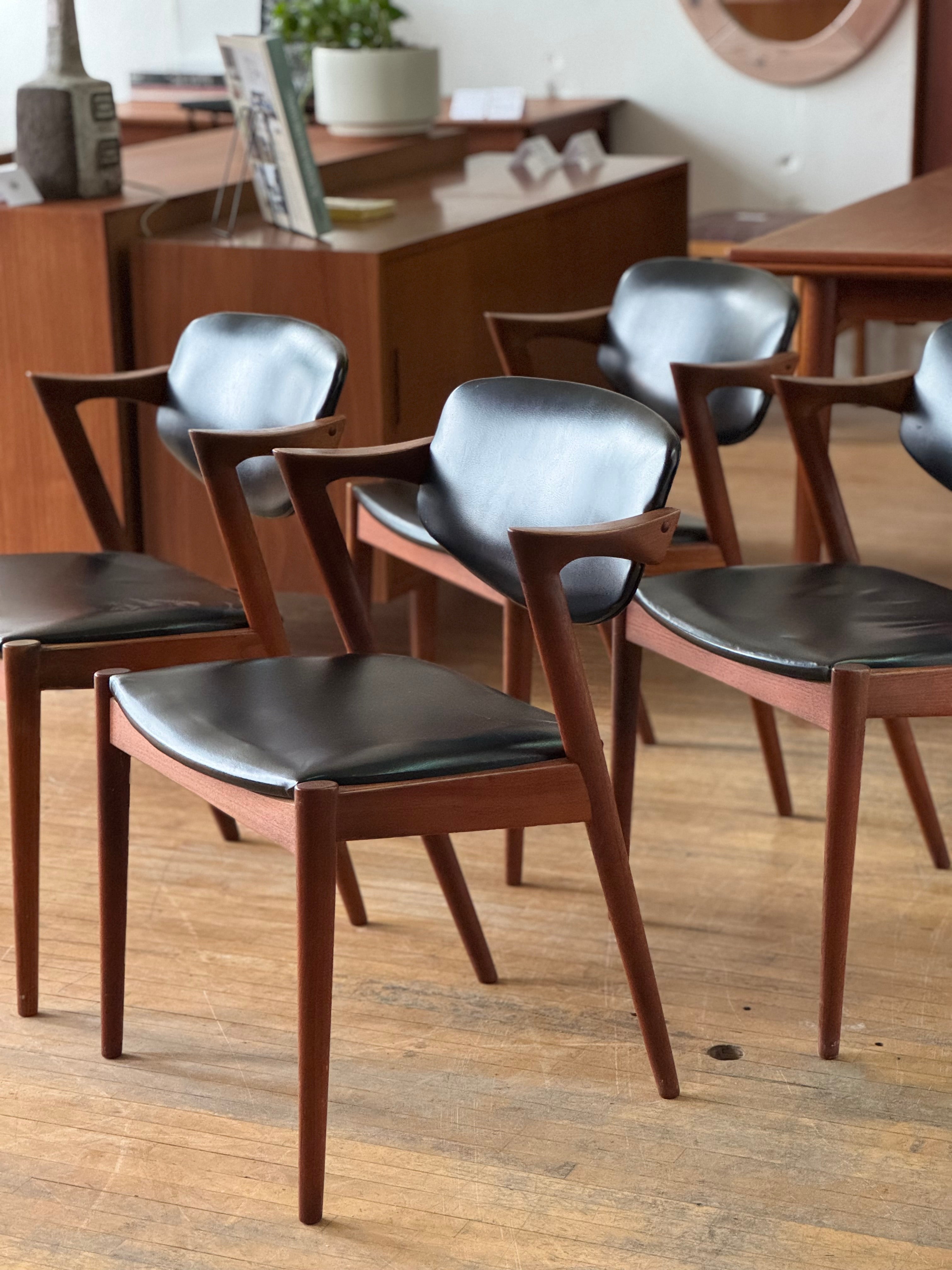 Set of 4 Model 42 Danish Dining Chairs in Teak Designed by Kai Kristiansen