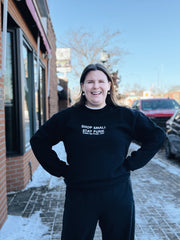 "Shop Small Stay Punk" Embroidered Crewneck Sweatshirt: Black