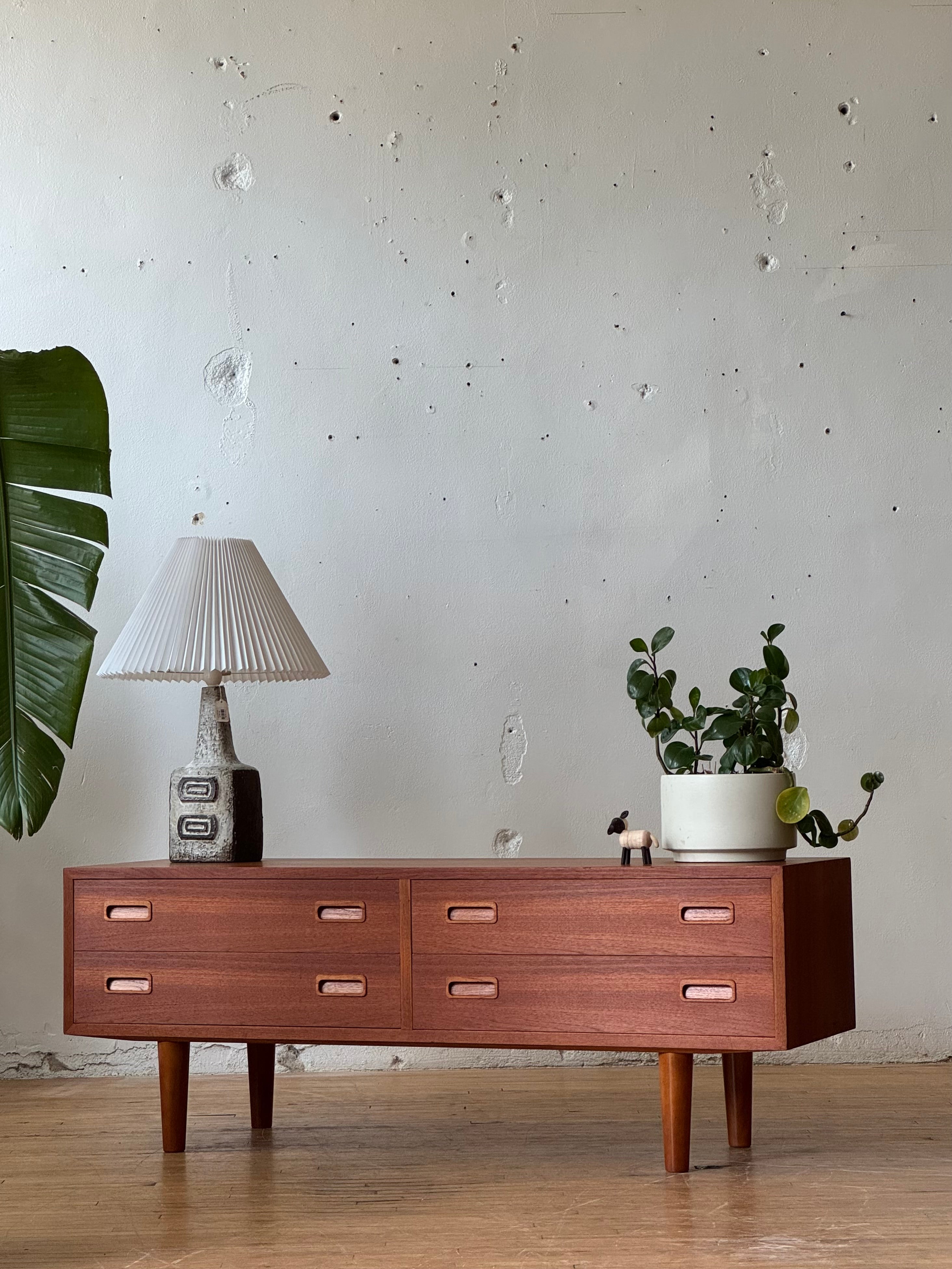 Danish Modern Low Chest of Drawers / Console in Teak By Carlo Jensen
