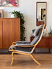 Swedish Bentwood Lounge Chair in Beech and Mohair