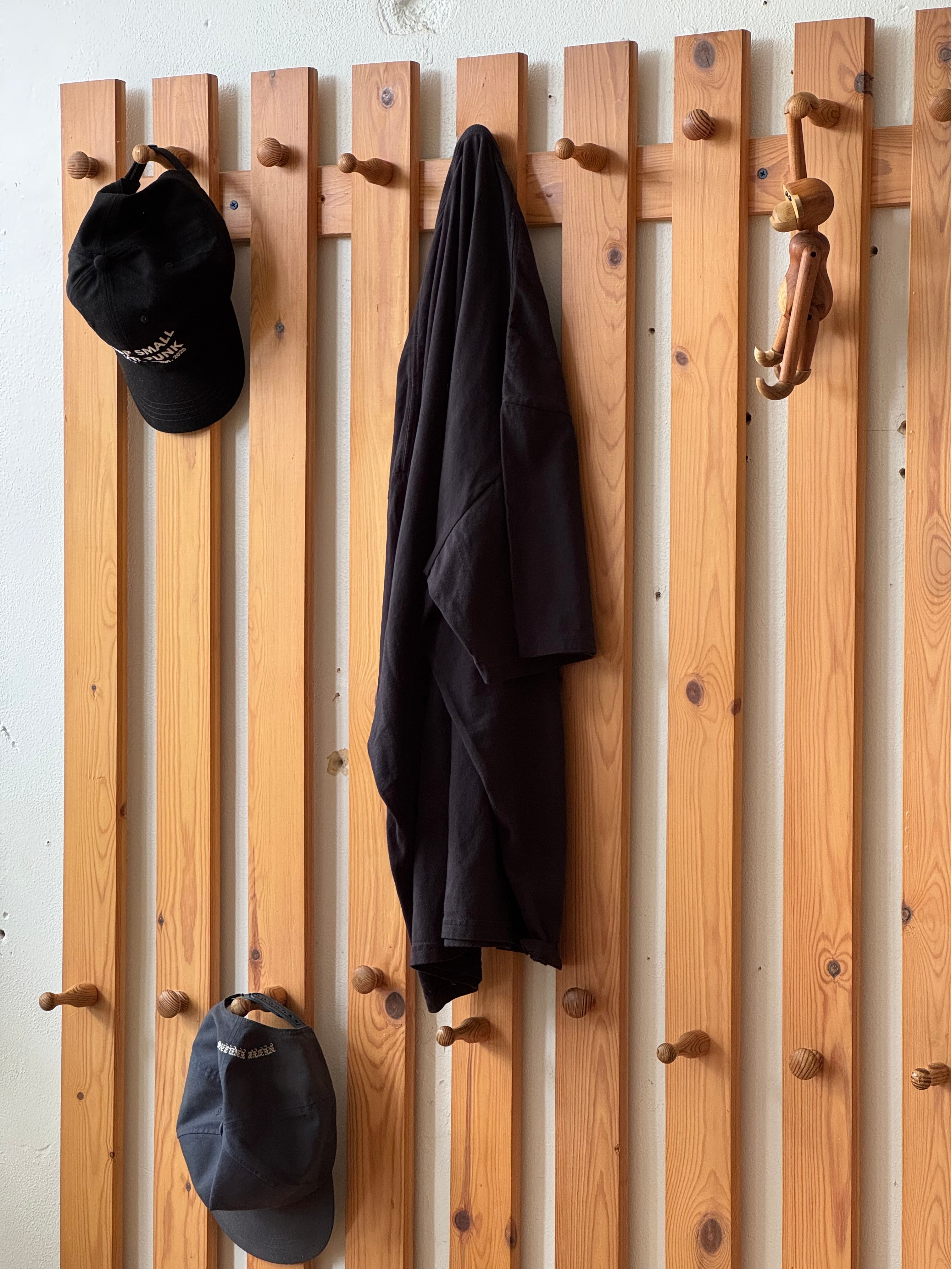 Swedish Pine Wall Mounted Coat / Hat Rack #3425