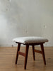 Danish Teak Ottoman in White Boucle