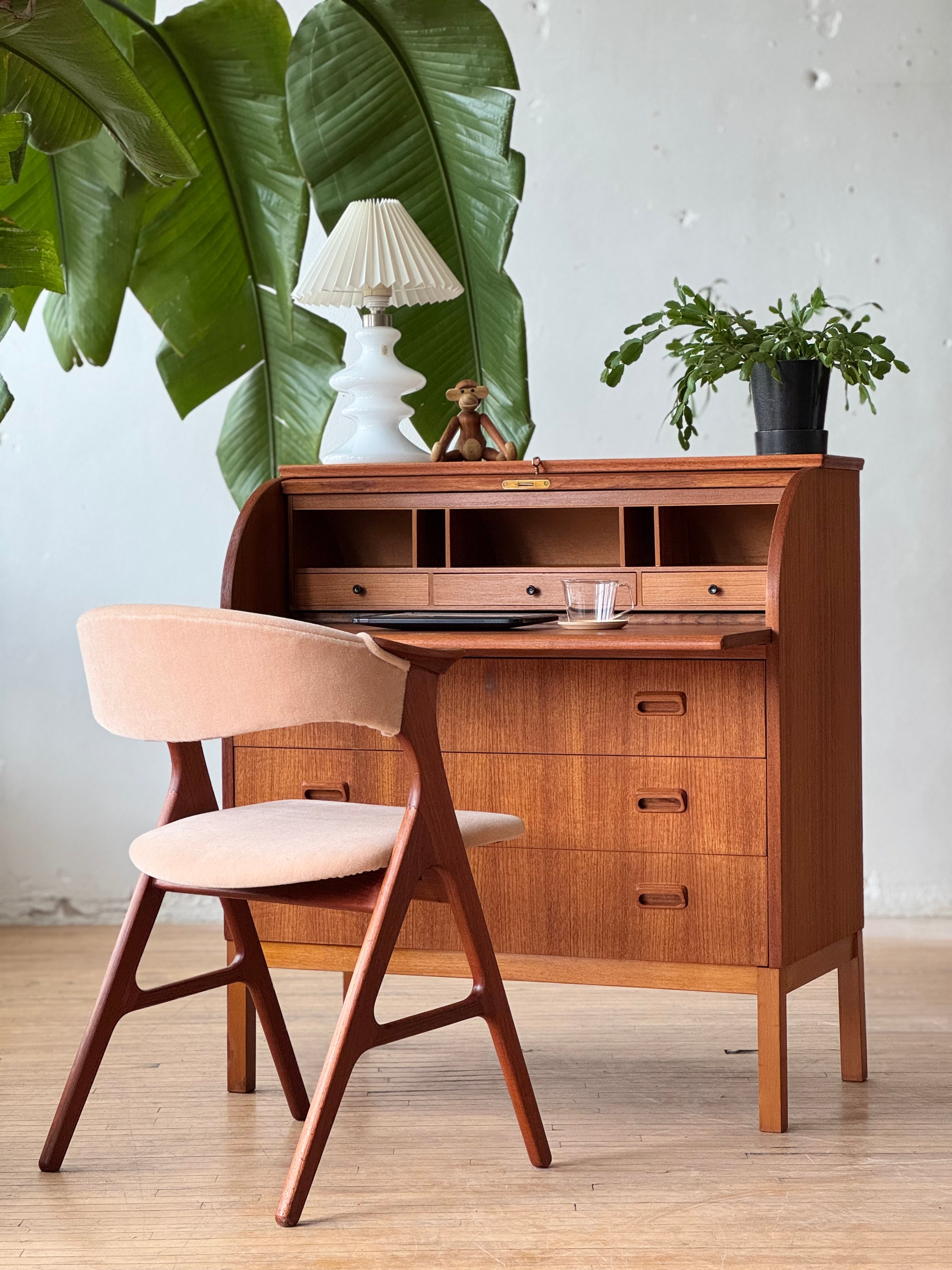 Swedish Teak Roll Top Secretary Desk #427