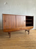 Danish Modern Teak Highboard with Mirrored Bar #106