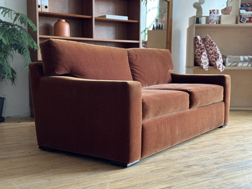 Post Modern loveseat From Martin Brattrud in Rust Colored Mohair