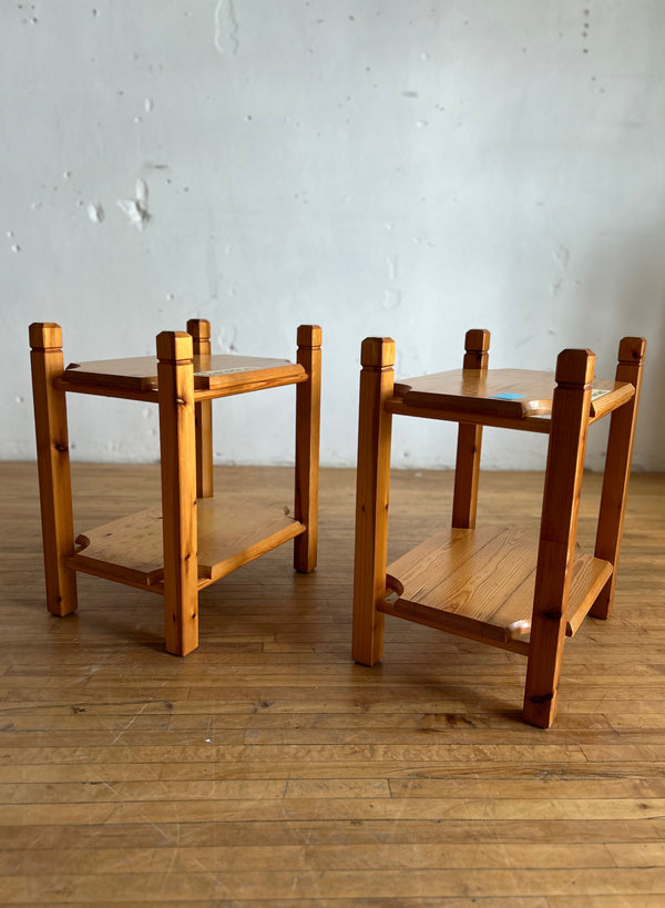 Pair of Chunky Pine Side Tables #76