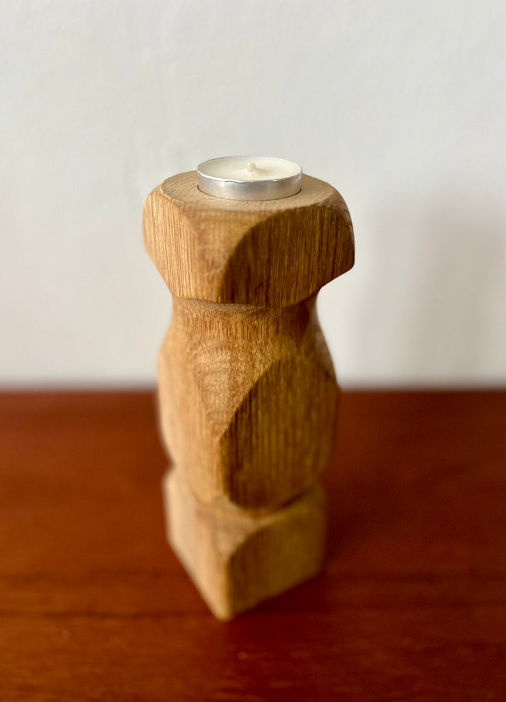 Oak Tea Light Candle Pedestal