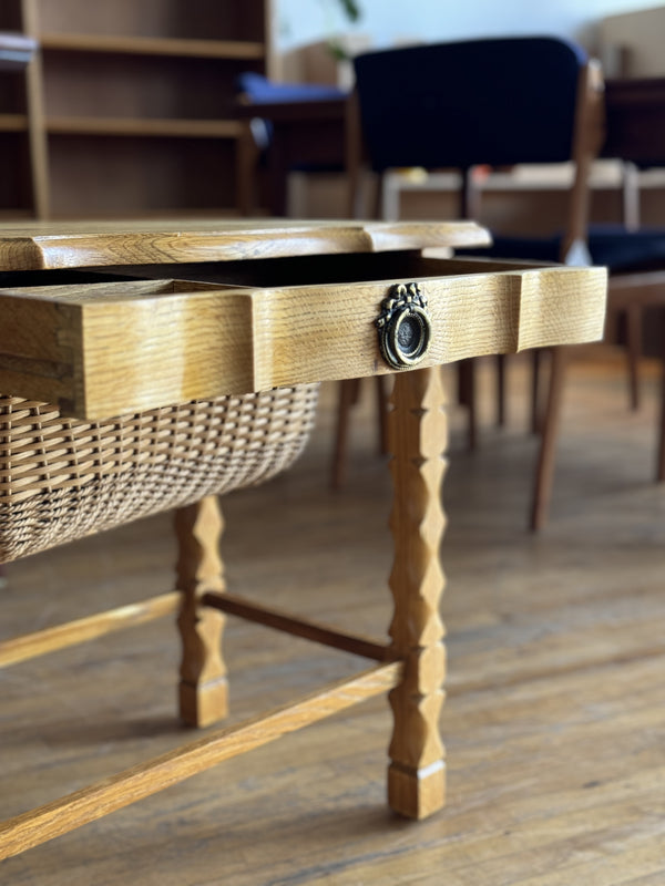 Oak Sewing Table in the Style of Henning Kjaernulf #70