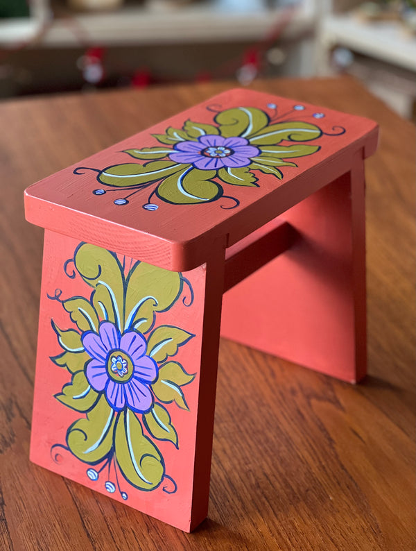 Japanese Hand Painted Milking Stool / Bench