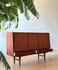 Danish Modern Highboard in Teak with Mirrored Bar #109