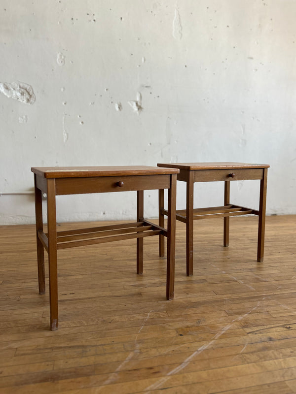 Pair of Danish Teak & Beech Side Tables / Bedside Tables #89