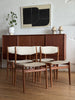 Set of 4 upholstered Danish dining chairs in teak