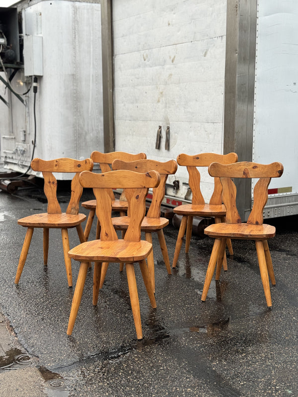 Set of 6 Swedish Pine Dining Chairs #3