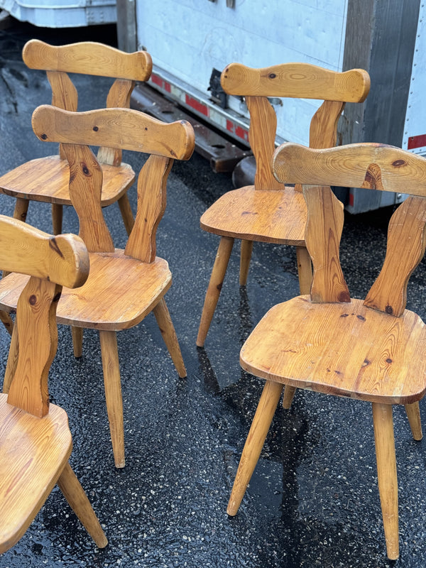 Set of 6 Swedish Pine Dining Chairs #3