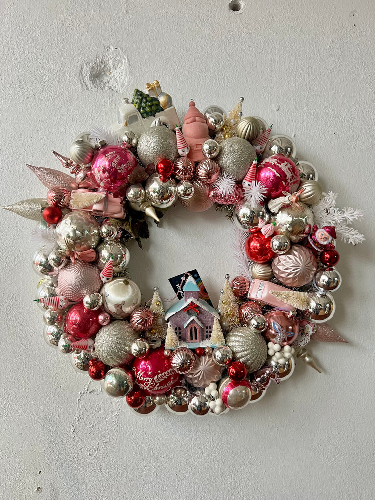 Pink & White Putz Wreath #2