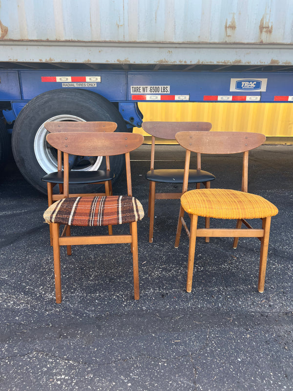 Set Of 4 Teak and Beech Dining Chairs #182