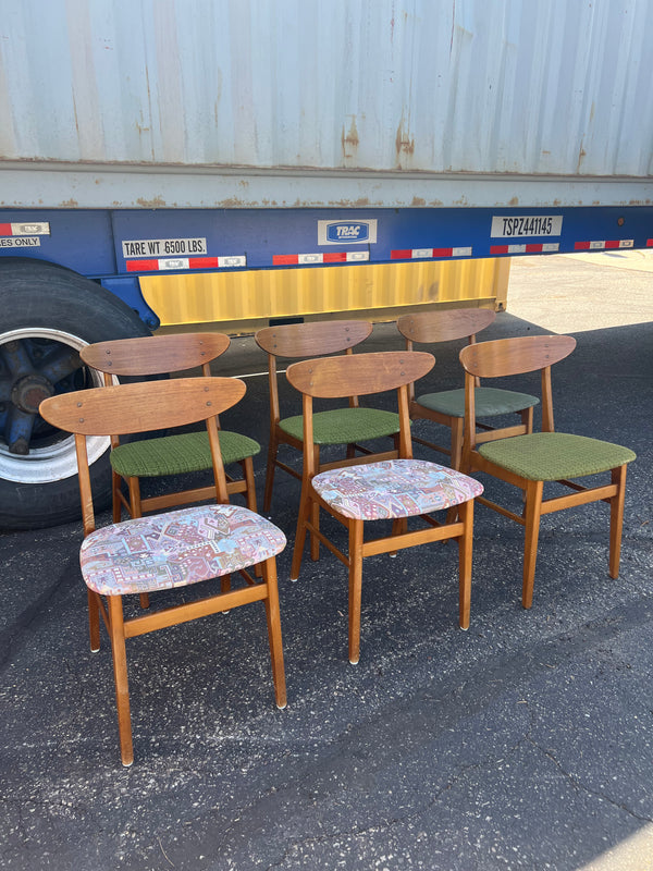 Set Of 6 Teak and Beech Dining Chairs #192