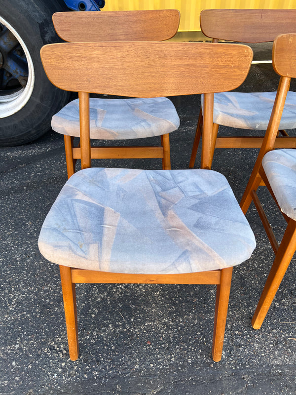 Set of 4 Teak and Beech Dining Chairs #193