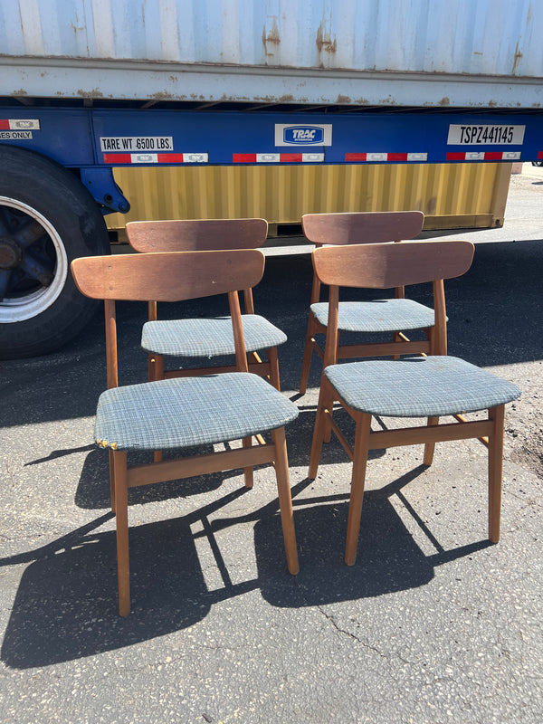 Set of 4 Teak and Beech Dining Chairs #190