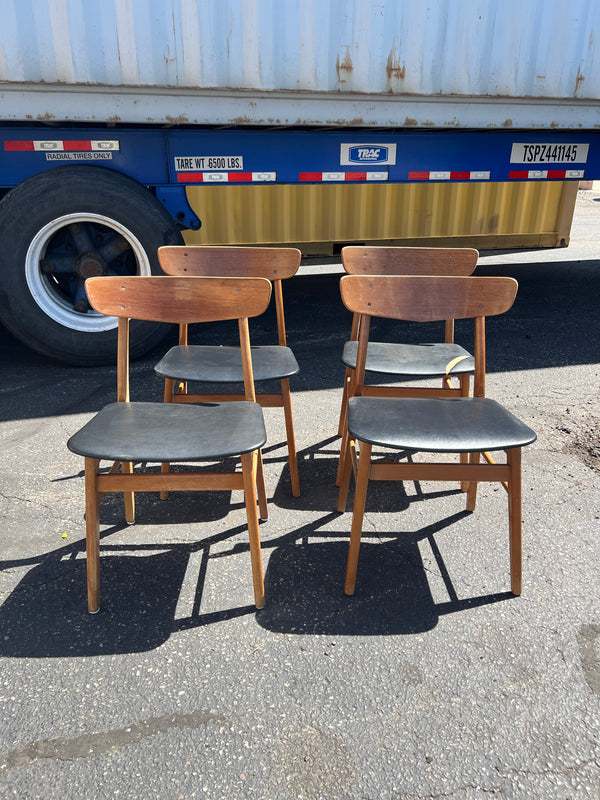 Set of 4 Teak and Beech Dining Chairs #191