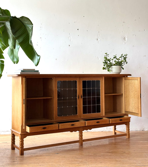 Oak & Glass Highboard / Sideboard by Henning Kjaernulf #759