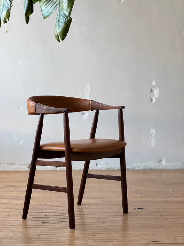 Danish Modern Side Chairs in Teak and Leather