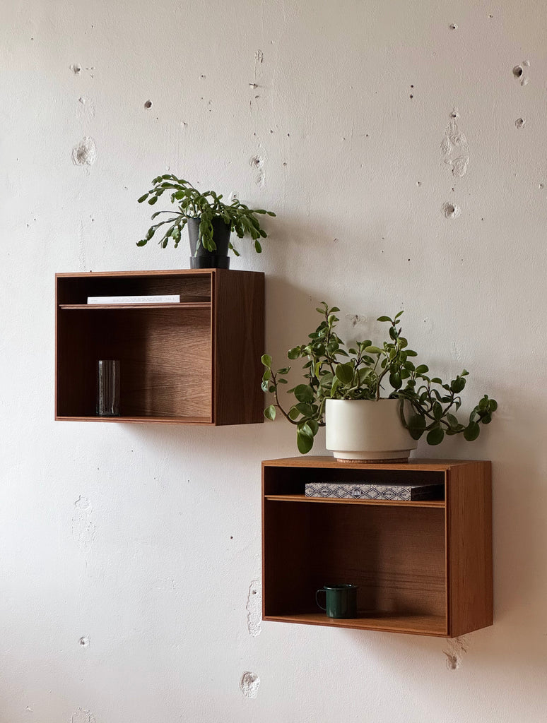 Danish Modern Wall Mounted Floating Shelves / Bedside Tables in Teak