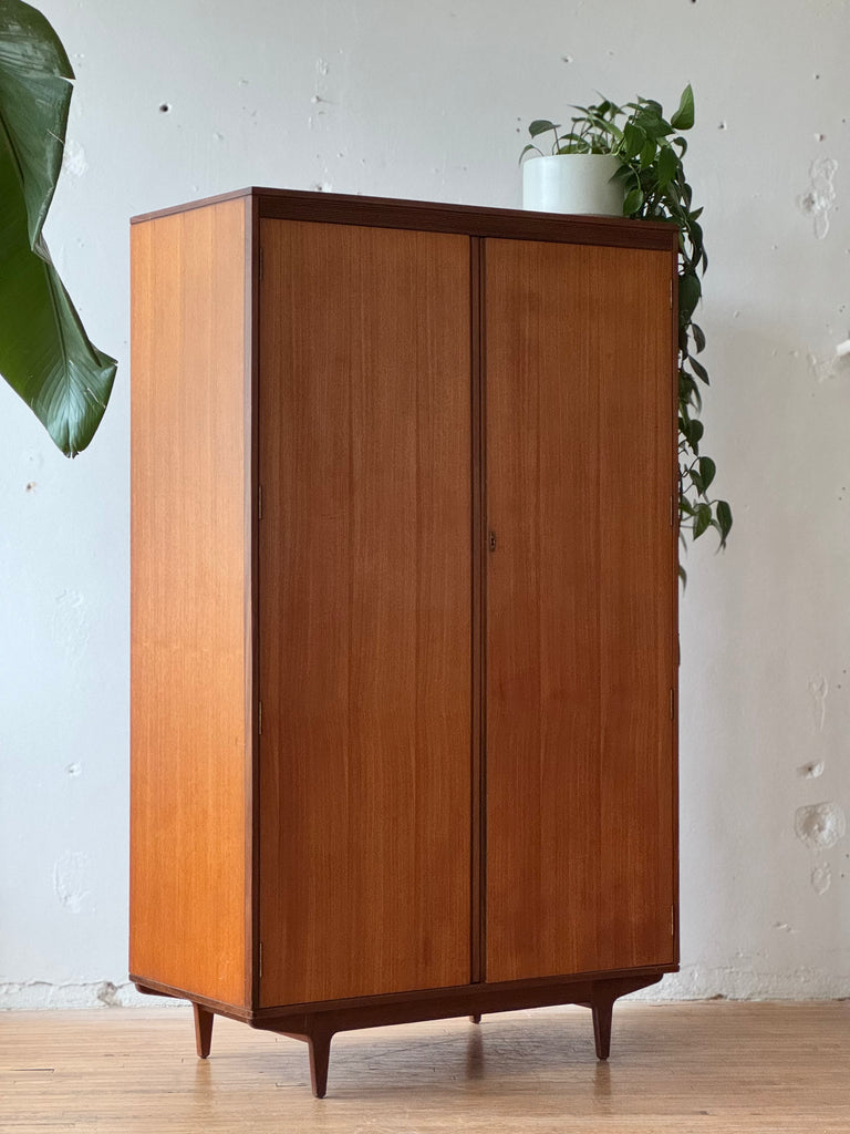 Danish Modern Wardrobe Cabinet in Teak & Mahogany