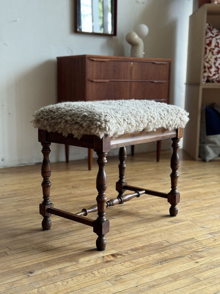 Antique Bench in Faux Shearling