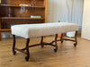 Long Antique Bench in Ivory Faux Shearling / Boucle