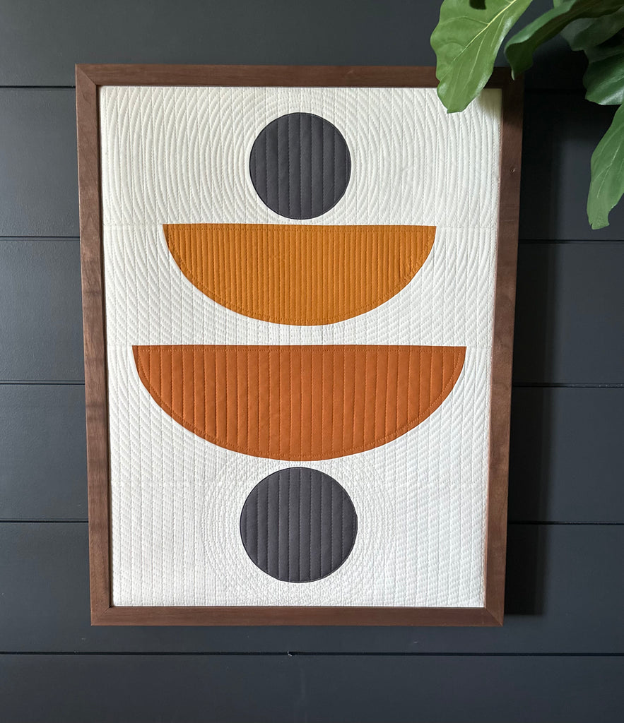 Gold and Grey Geometric Wall Hanging by Lisa Marie Quilts