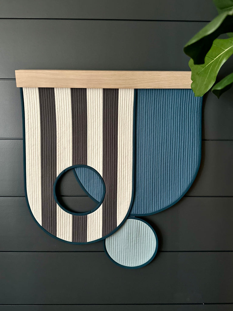 Blue and Stripes Wall Hanging by Lisa Marie Quilts